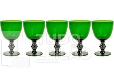 Taças De Pé Alto Para Vinho - Importadas - Vidro - 5 Uni. ( 10 X 6.5cm)